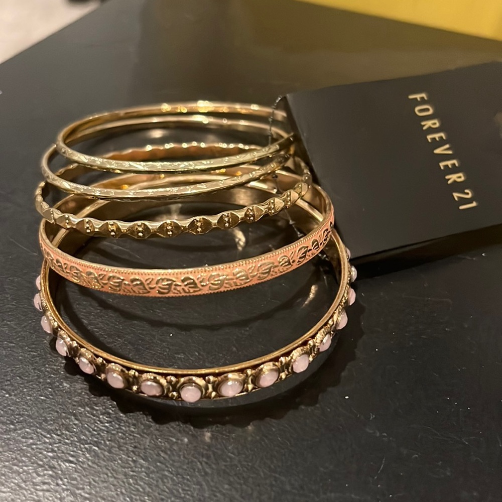 NWT Gold pink bangles bracelets